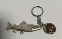 魚型（ニジマス）メタルキーホルダー・コイン付き　未使用