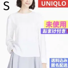 未使用　UNIQLO ユニクロ レーヨンエアリーT ブラウス（長袖）ホワイト Sのサムネイル