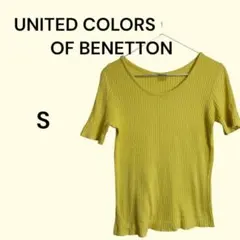 BENETTON リブ編み イエロー 半袖トップスのサムネイル