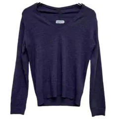 レプシィム　Vネックニットセーター　長袖　パープル　プルオーバー　シンプル　M