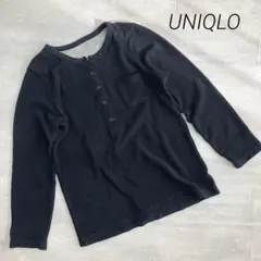 ユニクロ ヘンリーネック　フリースジャケット ブラック　黒 M シンプル