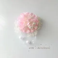 桜ピンク　かすみ草　小さなコサージュ　入学式　卒業　卒園　入園　ハンドメイド