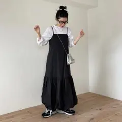 美品 epa スカラップ キャミ ワンピース ブラック - メルカリ