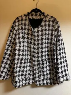H&M 千鳥格子 ノーカラージャケット　XL