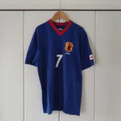 8SM1 小野伸二　日本代表　ゲームシャツ　Tシャツ　18番　青　サッカー　古着 8SM1 小野伸二 日本代表 ゲームシャツ Tシャツ 18番 青 サッカー 古着