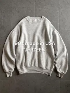 90s USA製 JERZEES 無地スウェット ライトグレー L ソリッド