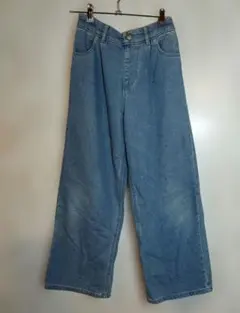 グローバルワークキッズ デニム ワイドパンツ ブルー 150cmのサムネイル