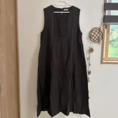 ヌキテパ コットンガーゼリーフエンブロイダリースリーブスドレス 刺繍