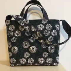 ミナペルホネンrosy ネイビー　2Way肩掛けショルダーバッグハンドメイド