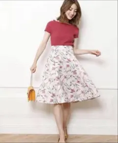 Apuweiser riche フレアスカート 花柄 膝丈 ピンク 1 S相当のサムネイル