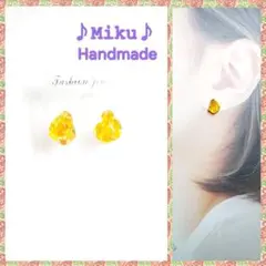 No.589-E　琉球ガラス☆鉱石型☆樹脂ポスト☆レジン☆ピアス☆オレンジ