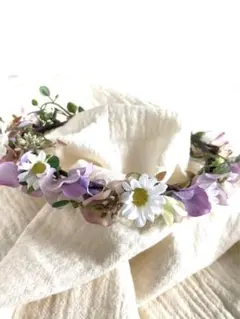 【ふんわり可愛い】くすみカラー花冠 バースデーフォト　撮影小物に