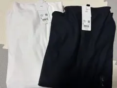 UNIQLO ソフトニットフリース モックネックT L 白 黒 2枚セット 新品