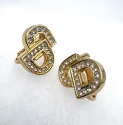 【吉】Dior クリスチャン　ディオール CDロゴ　ラインストーン　イヤリング