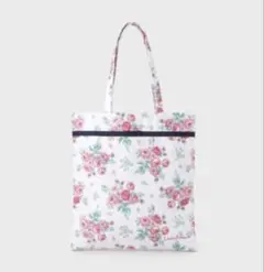 新品 ローラ アシュレイ バンチェッドロージズ柄 トートバッグ ホワイト