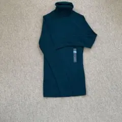 ユニクロ　メリノウール リブタートルネックセーター ダークグリーンM