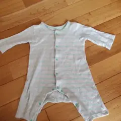 水色と白のストライプロンパース