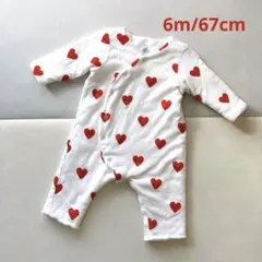PETITBATEAU プチバトー　中綿入りハートプリントロンパース　6m/67
