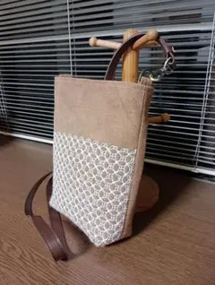 柿渋染酒袋刺し子ケータイショルダーバッグ(ハンドメイド）