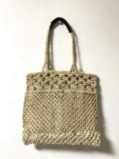 値下げ美品　北欧暮らしの道具店　麻 編み込みデザイン かごバッグ