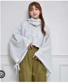 ems ニットバラクラバ クロップドニット グレー系