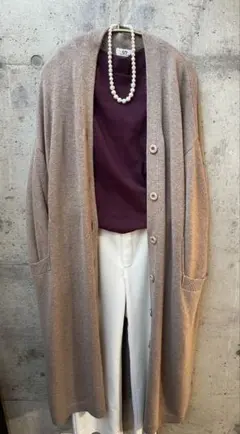 カシミヤ100% ロングコートカーディガン