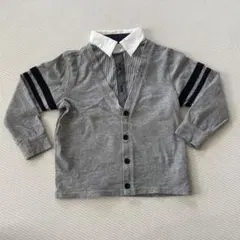 COMME CA ISM グレー カーディガン風シャツ 100A