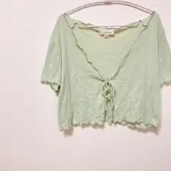 ✨トレンド✨ 【XL】 カーディガン ミント 緑 半袖 ショート丈 春