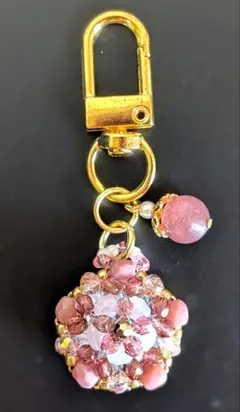 天然石付き　桜型ビーズチャーム