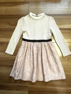 美品　組曲　花柄ニットワンピース　ピンク　120