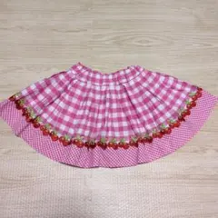 メゾピアノ*ギンガムチェックスカート*さくらんぼピンク
