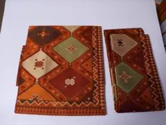 美品　作り帯　つけ帯　お太鼓　正絹　エンジ系