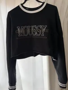 MOUSSY クロップドトレーナー ブラック