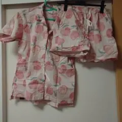 ジェラートピケ　桃柄ルームウェアセット