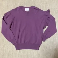 OPAQUE.CLIP フリル付きパープル長袖セーター　Sサイズ