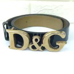 D&G ドルチェ＆ガッバーナ　エナメル　ベルト　ブラック　イタリア製