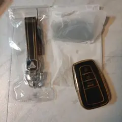 スマートキーケース カバー ブラック ゴールド　トヨタ用3ボタンのサムネイル