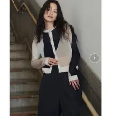 hellam ニュアンス柄シアーニットカーディガン