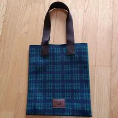 【未使用】KALDI ダークグリーン チェック トートバッグ