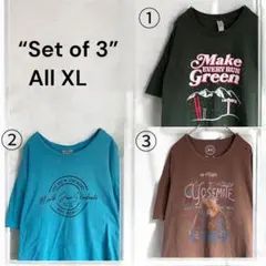 《3枚セット》XL ビッグサイズ Tシャツ 緑 水色 茶色 アメリカ古着 半袖