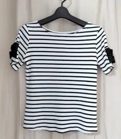 Couture Brooch ボーダー 半袖Tシャツ リボン付き 38のサムネイル