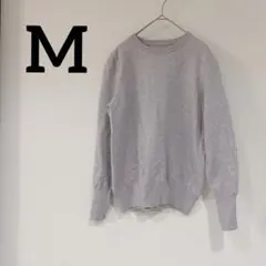 美品✨️【M】ライトグレー クルーネック セーター ニット シンプルニット