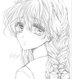 手描きイラスト オリジナルイラスト 原画 女の子 美少女 透明感 鉛筆画