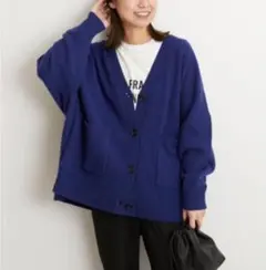 【23AW・美品】JSレリューム ラムウールオーバーサイズカーディガン ブルー