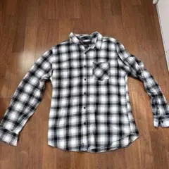 ネルシャツMEN ブラック・ホワイト チェック 長袖シャツ