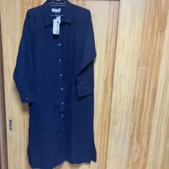 アクセルジャパンGLOBAL ELLE 麻100%刺繍シャツワンピース 40
