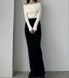 Louere シャギーニットペンシルスカート　ブラック系その他/medium