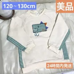 molli ストライプ恐竜トレーナー長袖カットソー 120〜130cmミキハウス