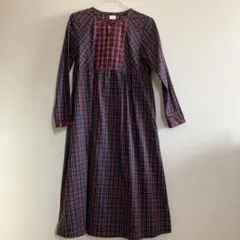 bulle de savon チェック柄長袖ワンピース