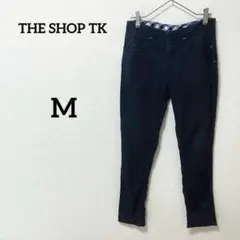 【THE SHOP TK】コーデュロイ　スリムパンツ　紺　M 伸縮性　ワールド